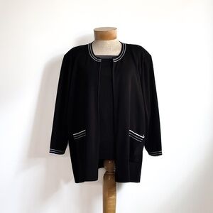 EXCLUSIVELY MISOOK Black Twin Set Tank + Zip Jacket Size 2X Flower Zipper Pull